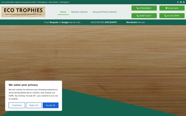 Screenshot of ecotrophies.org.uk
