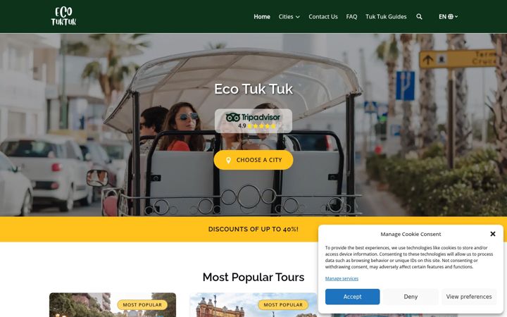 Screenshot of ecotuktuk.com