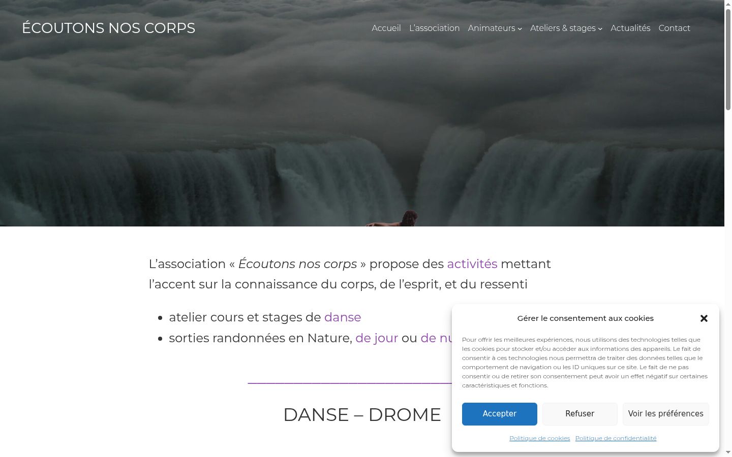 Screenshot del banner di consenso mostrato prima di qualsiasi interazione