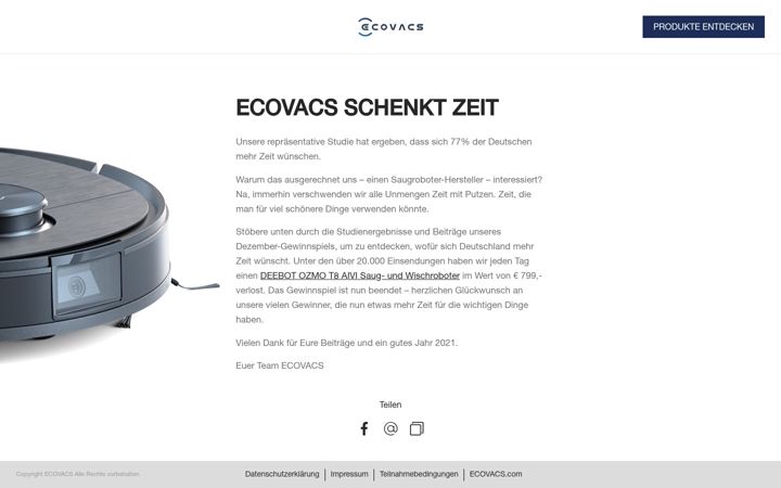 Screenshot of ecovacsschenktzeit.de