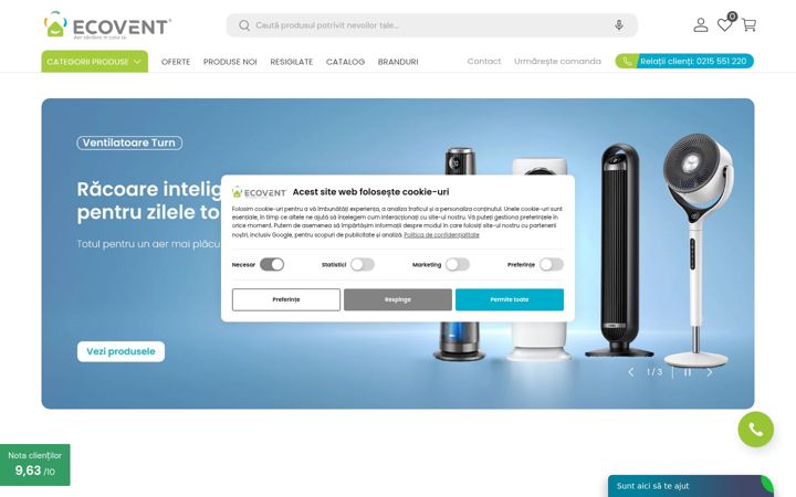 Screenshot von ecovent.ro
