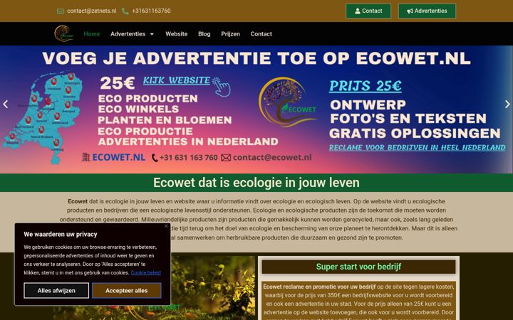 Snímek obrazovky ecowet.nl