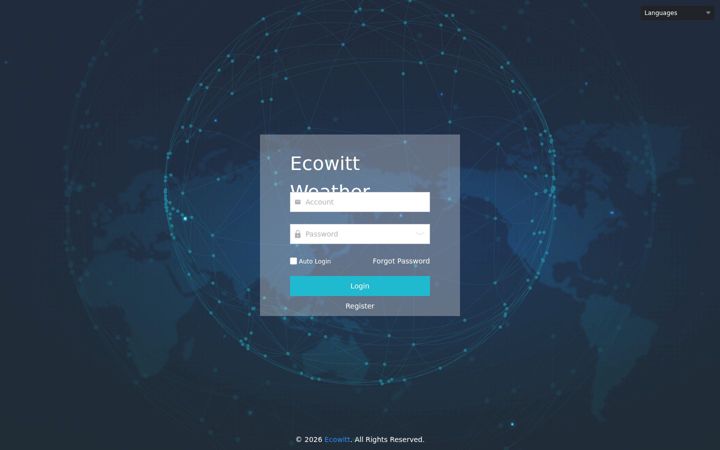 Snímek obrazovky ecowitt.net