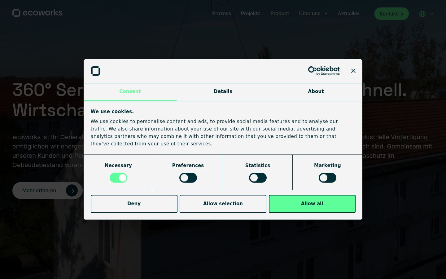 Screenshot of the consent banner shown before any interaction