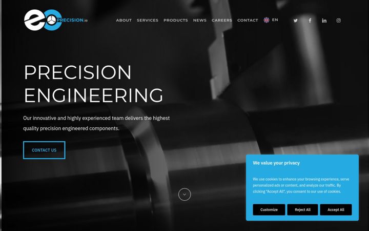 Skærmbillede af ecprecision.ie