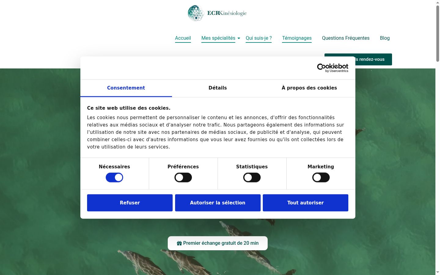 Captura de pantalla del banner de consentimiento mostrado antes de cualquier interacción