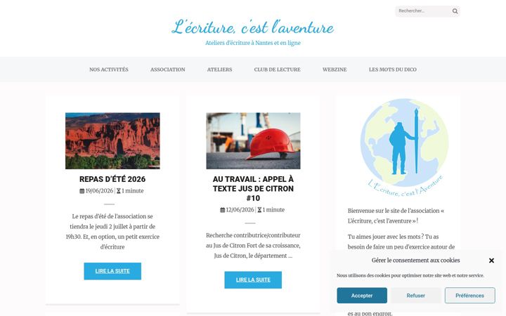 Screenshot of ecritureaventure.com