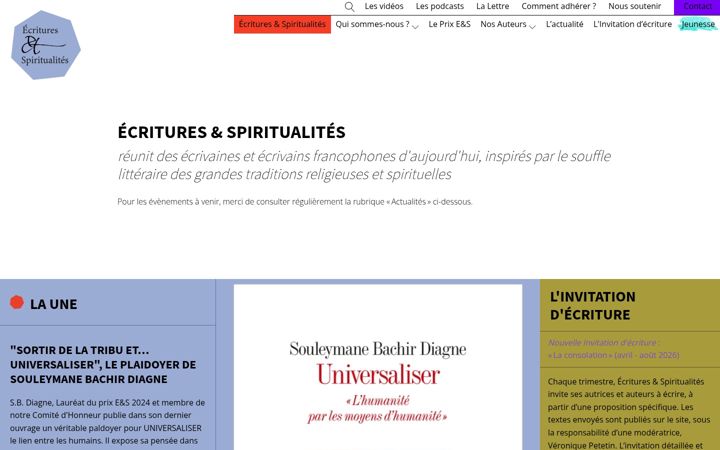 Screenshot of ecrituresetspiritualites.fr