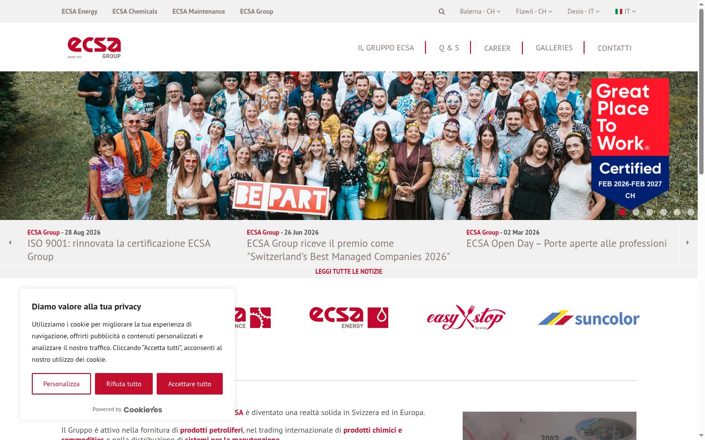 Screenshot del banner di consenso mostrato prima di qualsiasi interazione