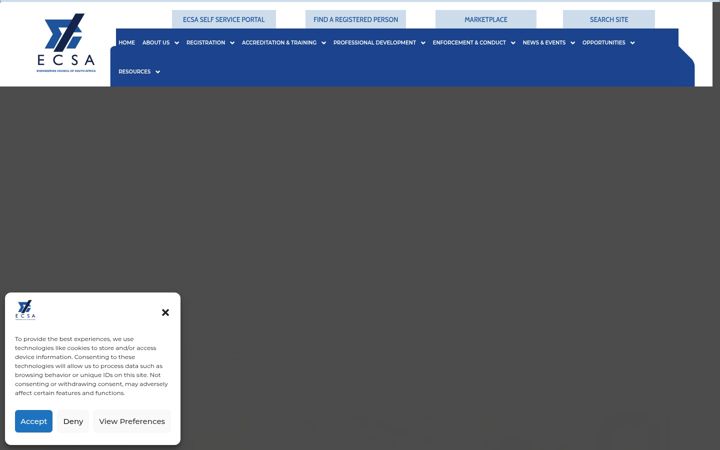 Screenshot ta' ecsa.co.za