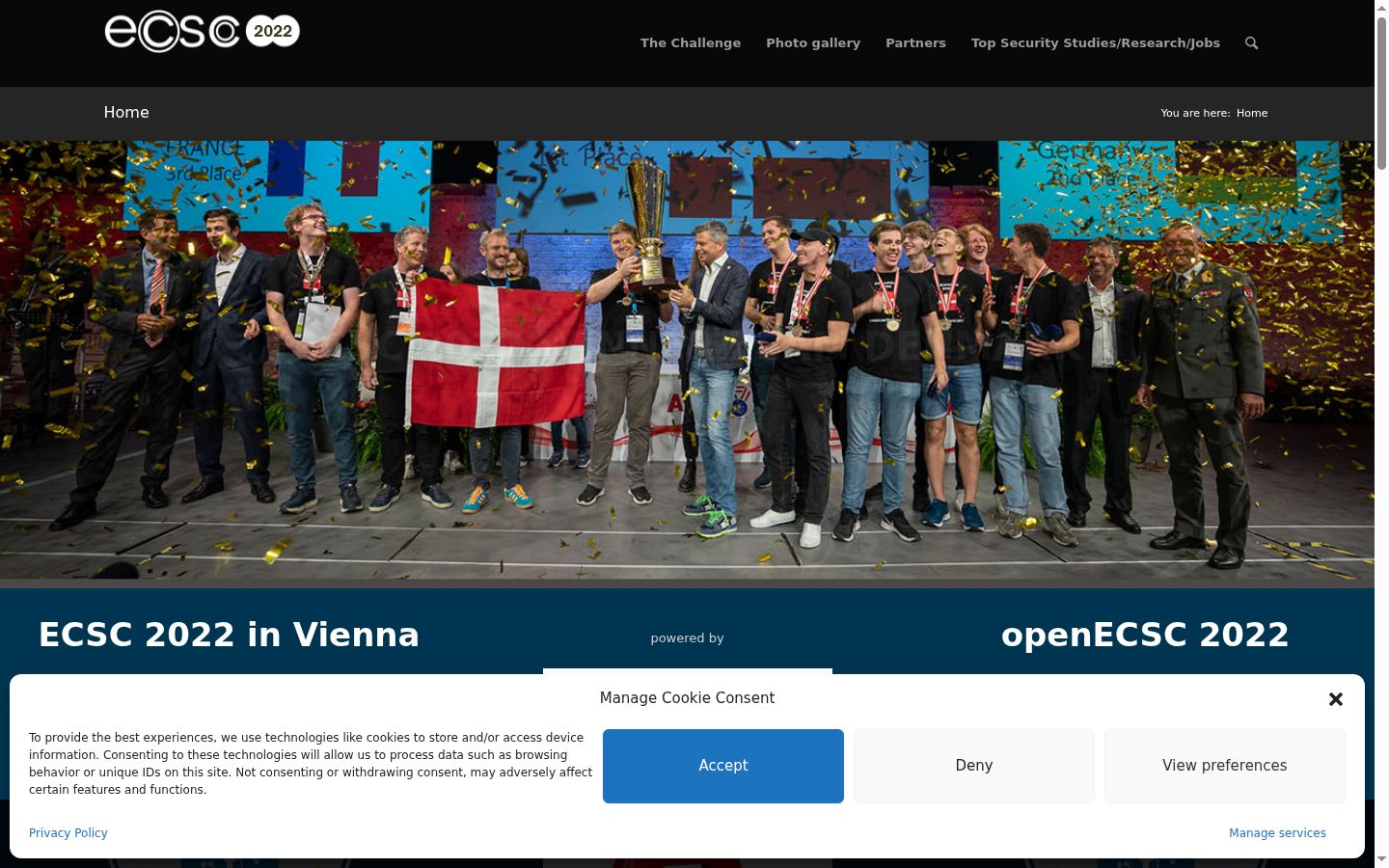 Screenshot del banner di consenso mostrato prima di qualsiasi interazione