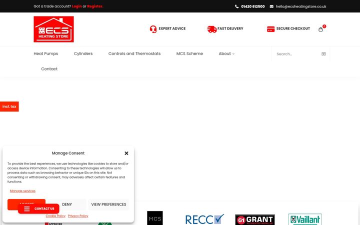 Ekrano kopija ecsheatingstore.co.uk