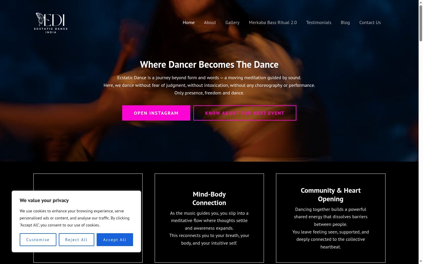 Screenshot of the consent banner shown before any interaction