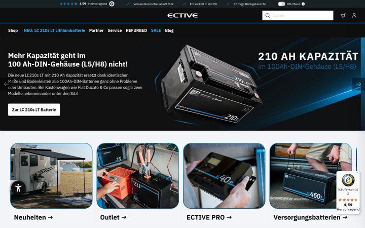 Screenshot of ective.de
