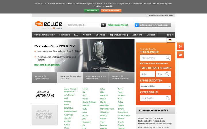 Screenshot of ecu.de
