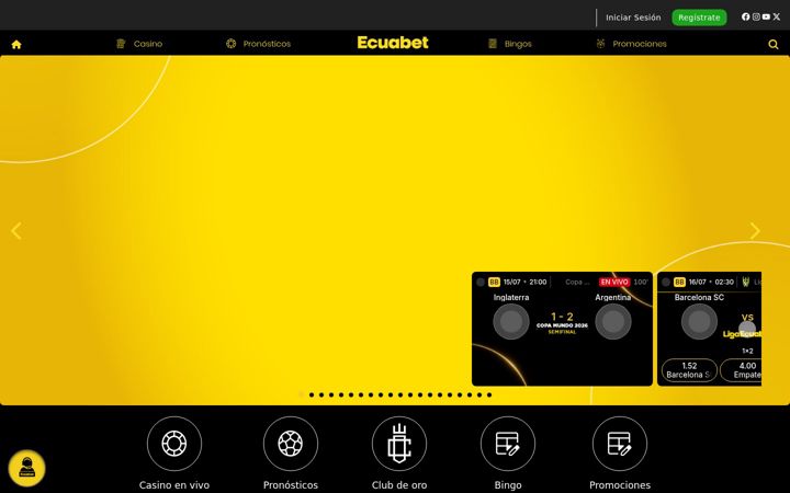 Skärmbild av ecuabet.com