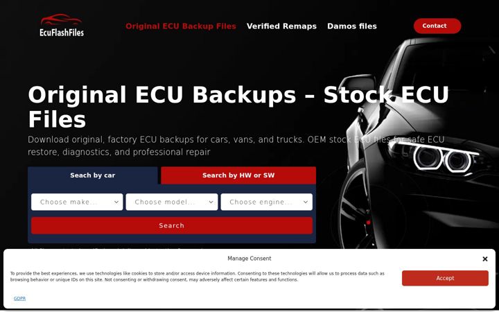 Screenshot of ecuflashfiles.com