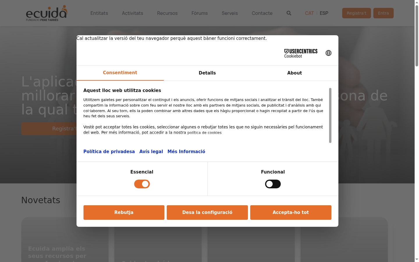 Screenshot of the consent banner shown before any interaction