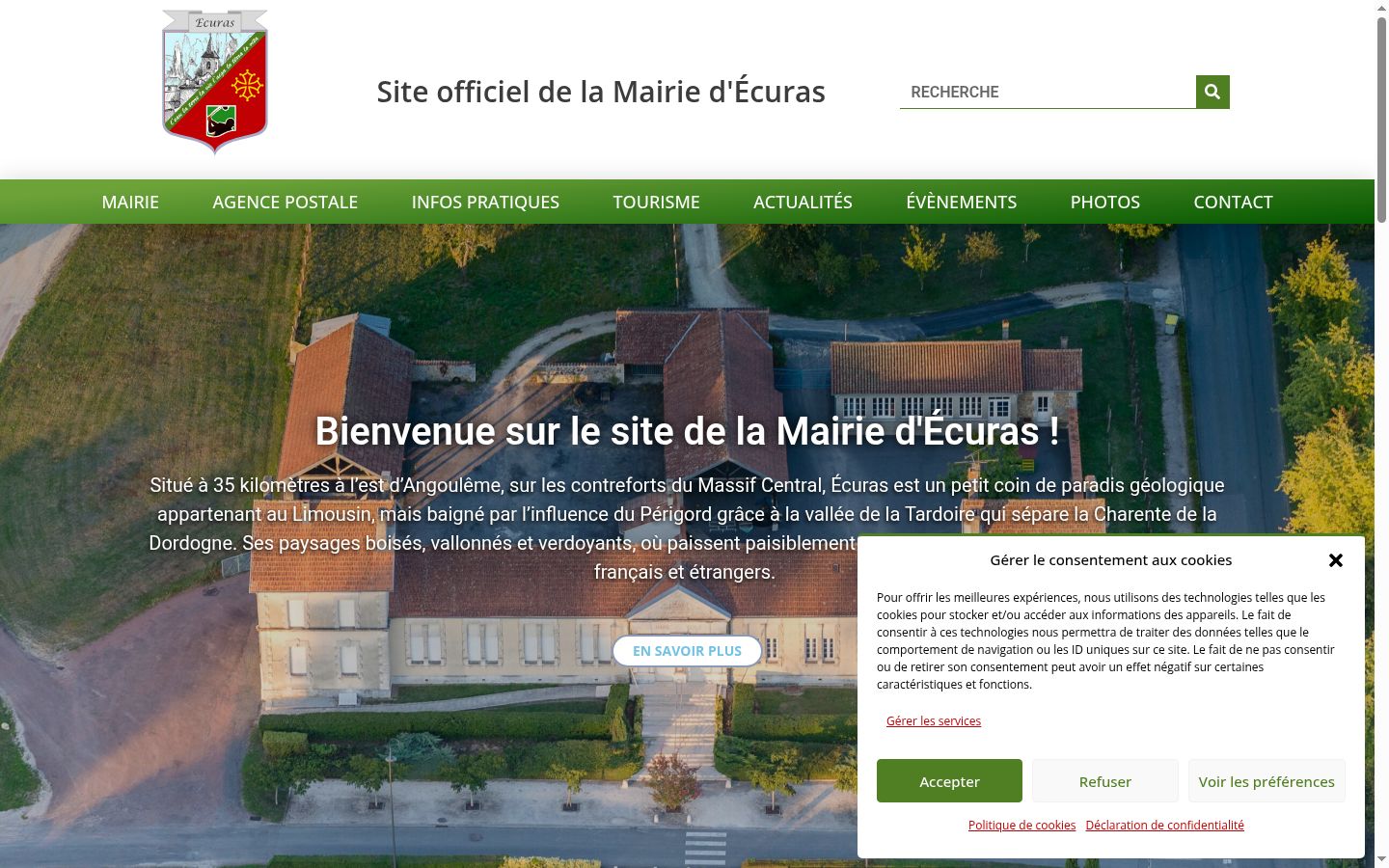 Capture d'écran de la bannière de consentement affichée avant toute interaction