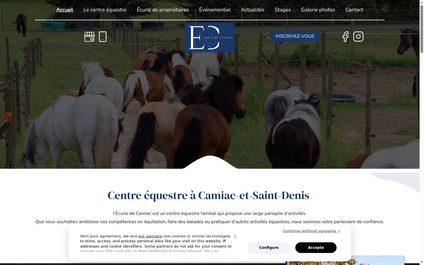 Capture d'écran de la bannière de consentement affichée avant toute interaction