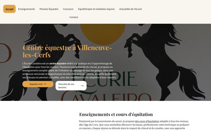 Capture d'écran de ecuriecavaleiro.fr