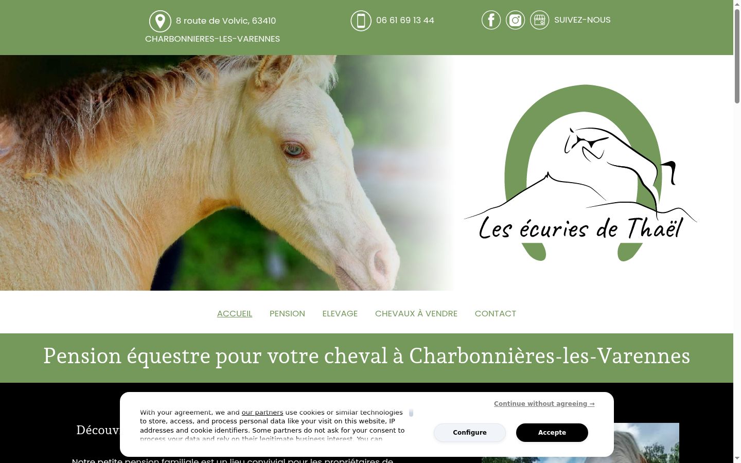 Capture d'écran de la bannière de consentement affichée avant toute interaction