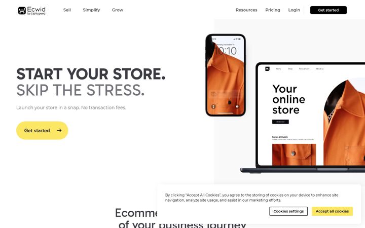 Snímek obrazovky ecwid.com