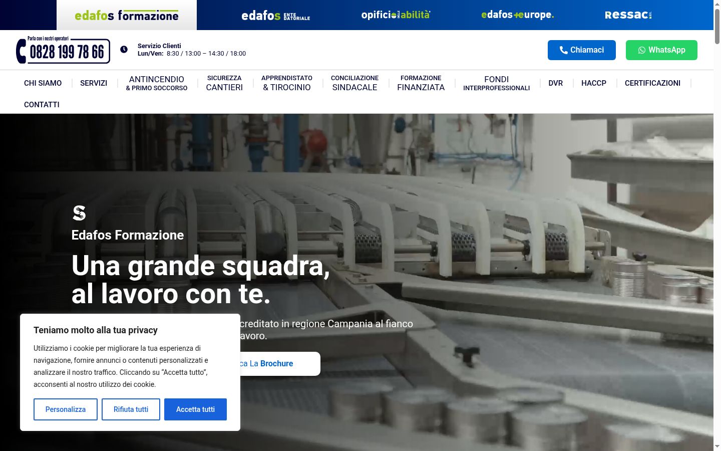 Screenshot del banner di consenso mostrato prima di qualsiasi interazione