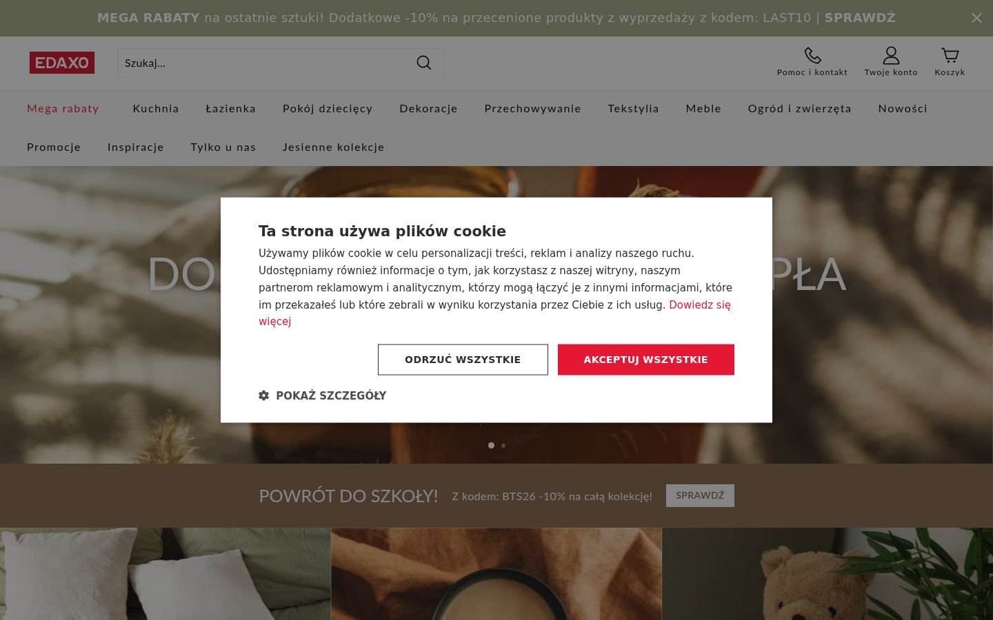 Screenshot del banner di consenso mostrato prima di qualsiasi interazione