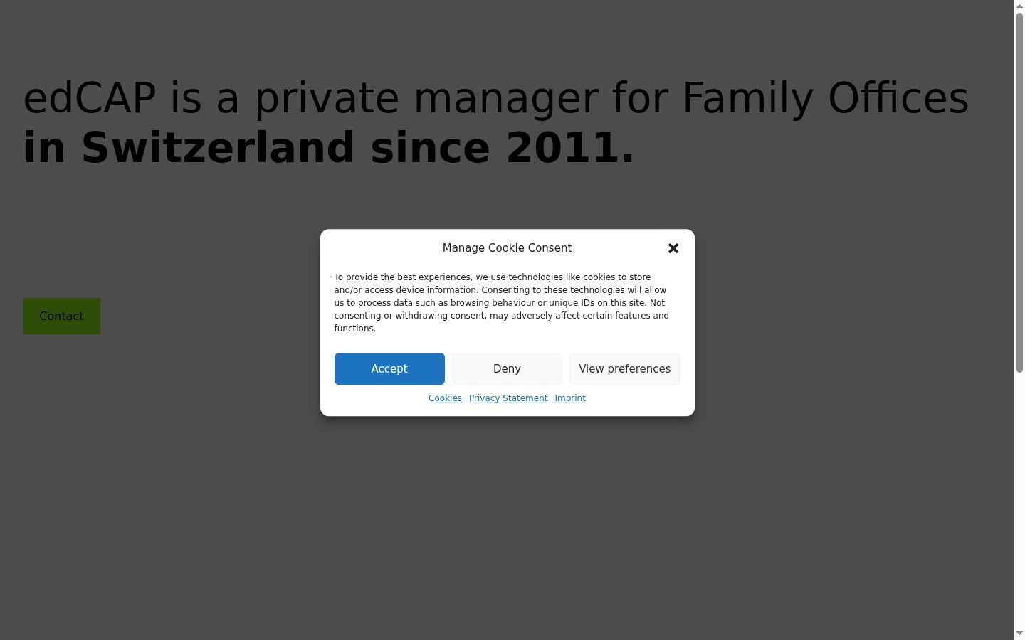 Screenshot del banner di consenso mostrato prima di qualsiasi interazione