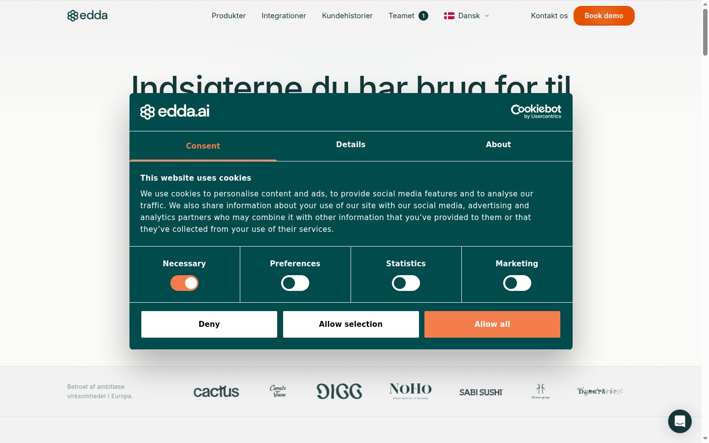 Capture d'écran de la bannière de consentement affichée avant toute interaction