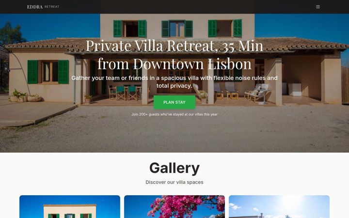 Screenshot of eddraretreats.com