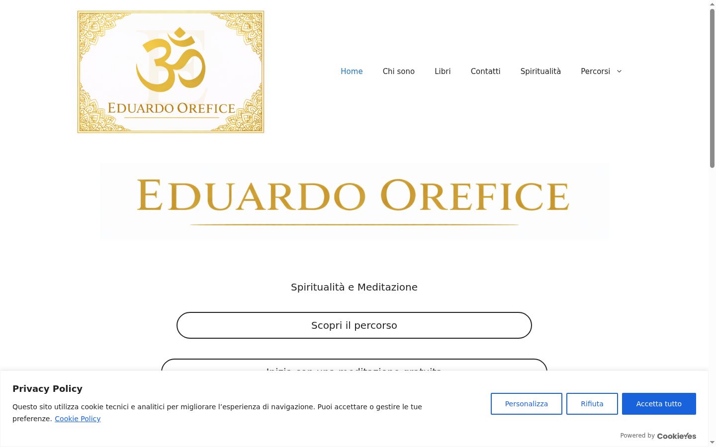 Screenshot del banner di consenso mostrato prima di qualsiasi interazione
