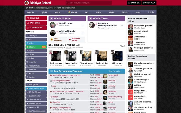Screenshot of edebiyatdefteri.com