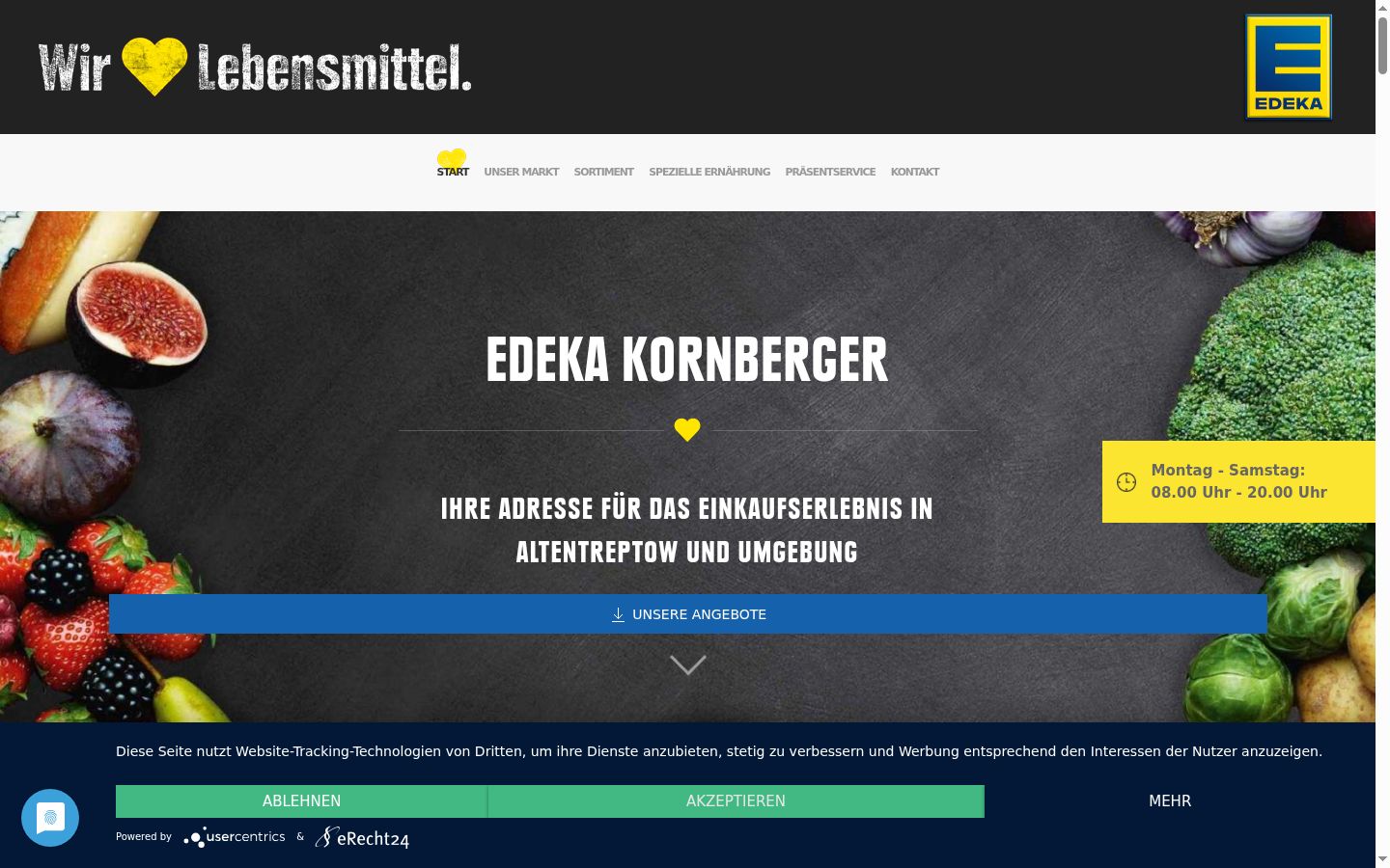Skärmbild av samtyckesbannern som visades före någon interaktion