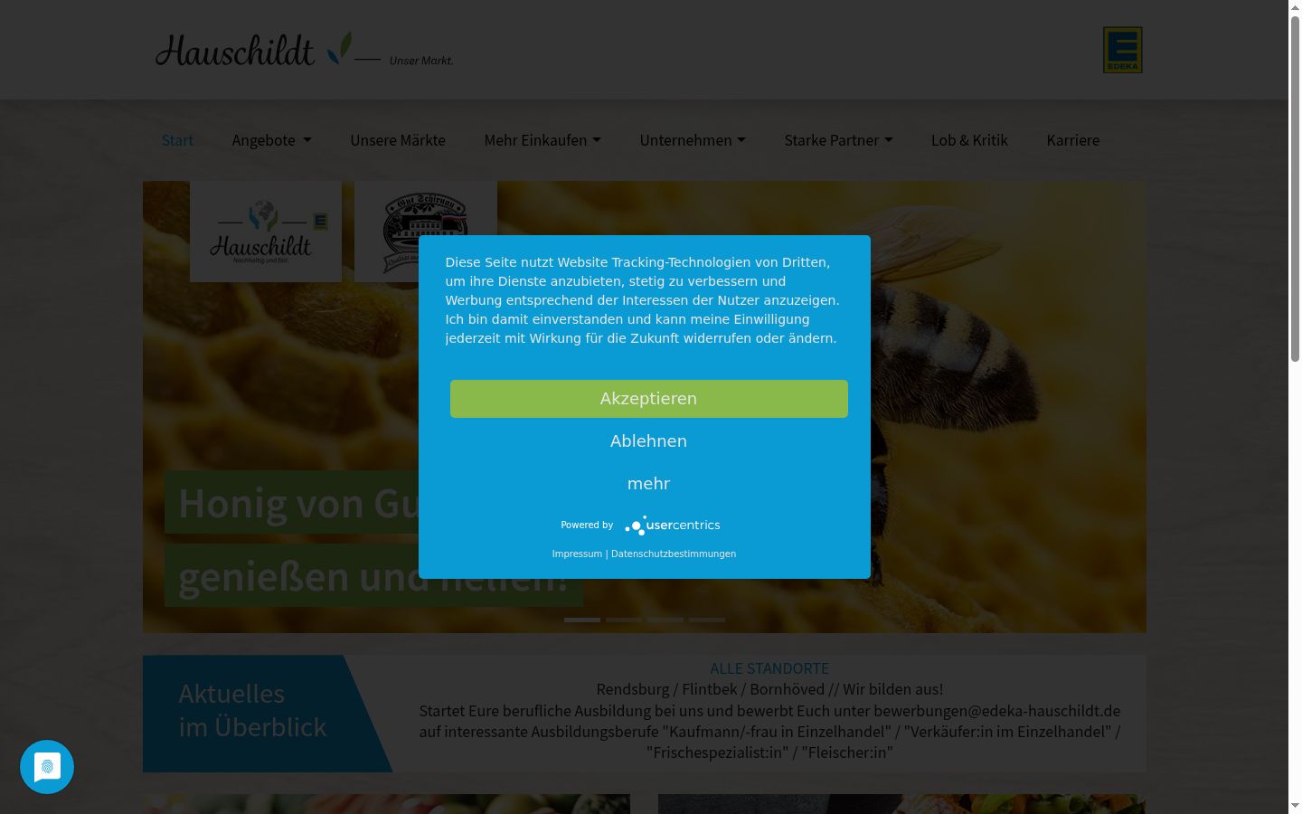 Screenshot of the consent banner shown before any interaction