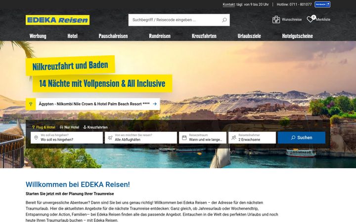 Capture d'écran de edeka-reisen.de