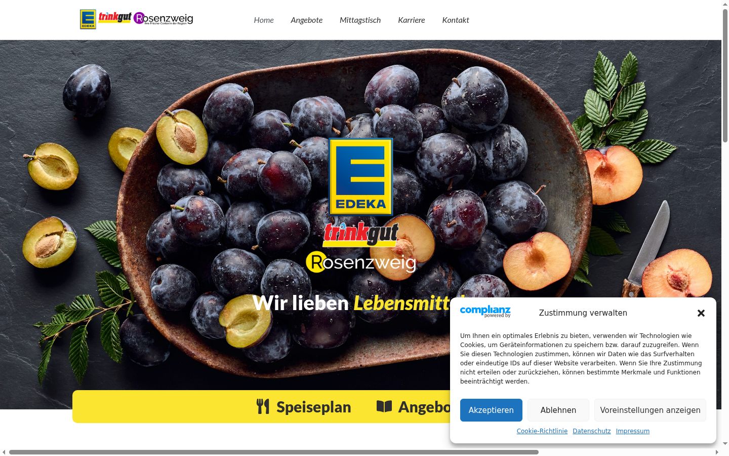 Screenshot del banner di consenso mostrato prima di qualsiasi interazione