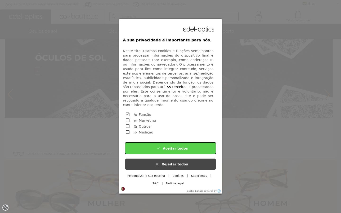 Sutikimo reklamjuostės, rodytos prieš bet kokią sąveiką, ekrano kopija