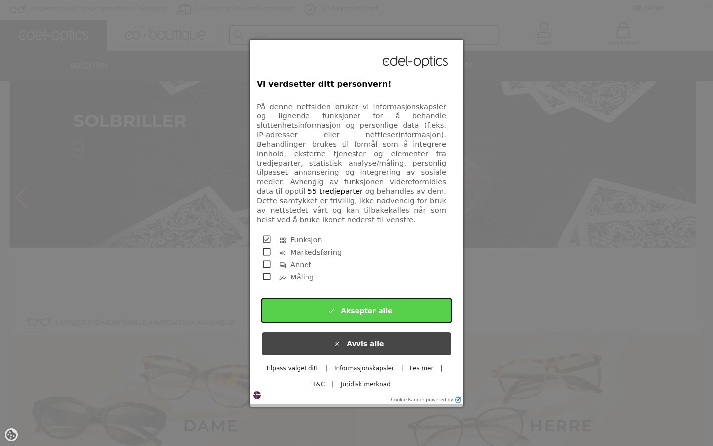 Screenshot tal-banner tal-kunsens muri qabel kwalunkwe interazzjoni