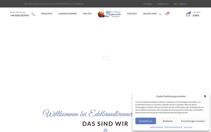Screenshot of edelbrandbrennerei-zangmeister.de
