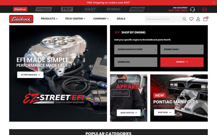 Screenshot of edelbrock.com