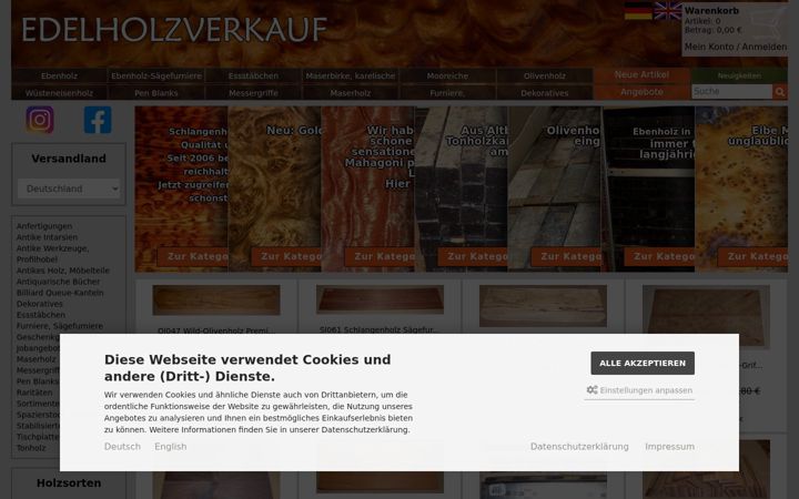 Screenshot of edelholzverkauf.de