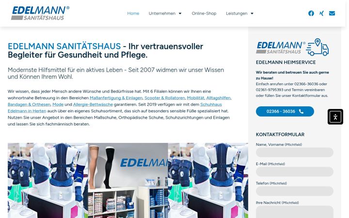 Screenshot stránky edelmann-sanitaetshaus.de
