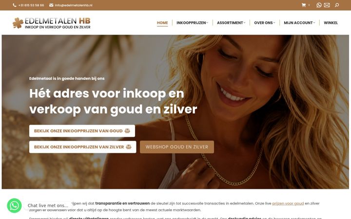 Posnetek zaslona edelmetalenhb.nl