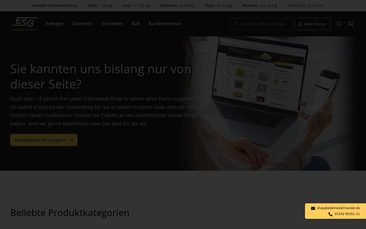 Screenshot of edelmetall-handel.de