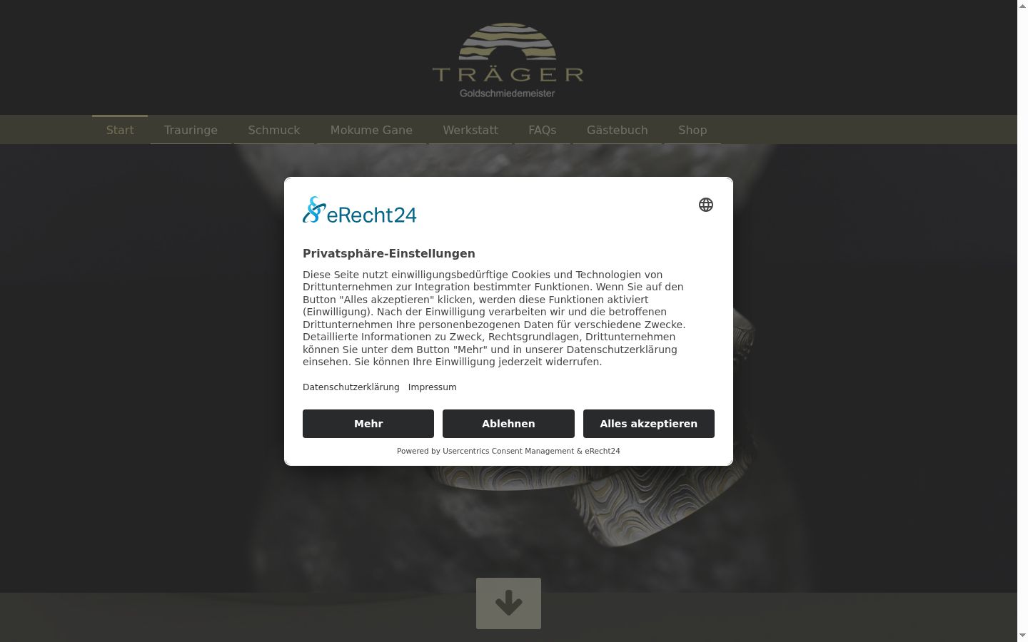 Screenshot van de toestemmingsbanner zoals getoond vóór enige interactie