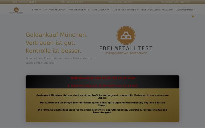 Screenshot stránky edelmetalltest.de