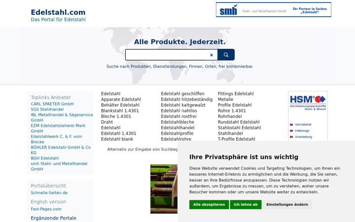 Screenshot of edelstahl.com