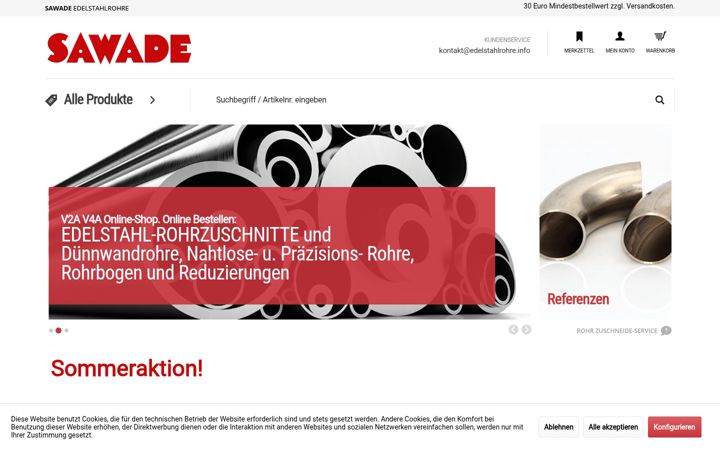 Screenshot of edelstahlrohre.info